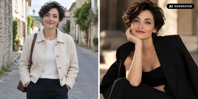 KI-generiertes Beispiel: Vorher: neutrales Ausgangsfoto. Nachher: Wie im Magazin.